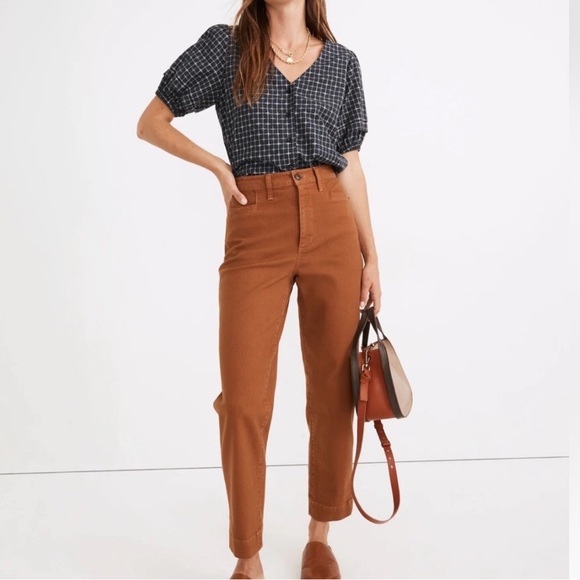 Madewell Pants - Madewell High Rise Slim Emmett Tapered Pants in Warm Toffee, 28